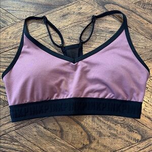 PINK Victoria's Secret Sports Bra, Dark Pink w/Black Trim, Lightly Lined, Size M